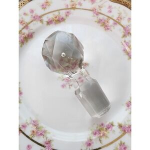 Clear Blown Glass Decanter Bottle Stopper Only Barware Cut Heavy Vintage Bubbles